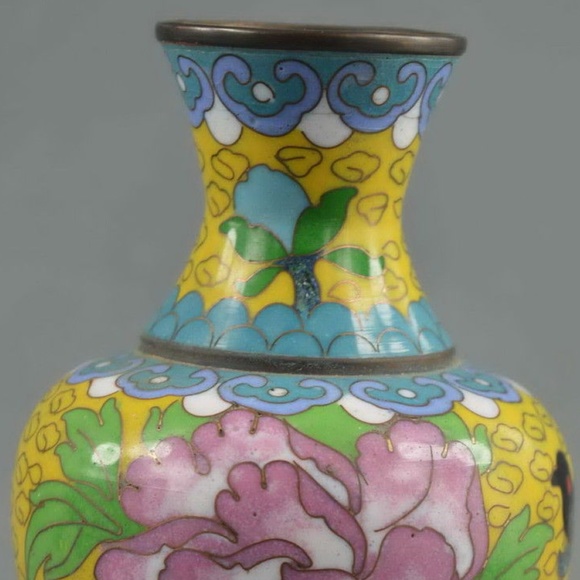 Chinese Collectible Old Cloisonne Rare Vase - Picture 7 of 7